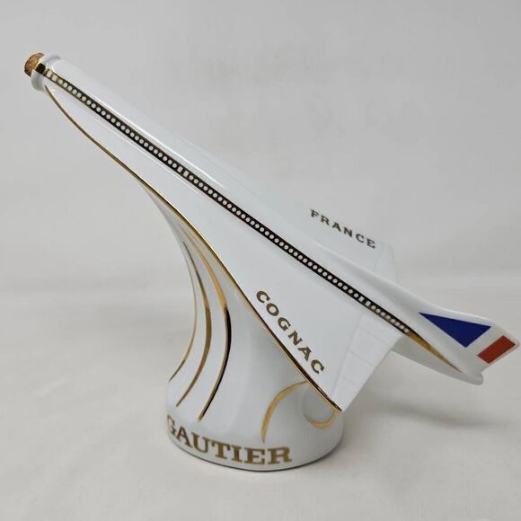 GAUTIER COGNAC WHITE AIR FRANCE CONCORD LIMOGES FRANCE PORCELAIN DECANTER READ - Picture 1 of 7